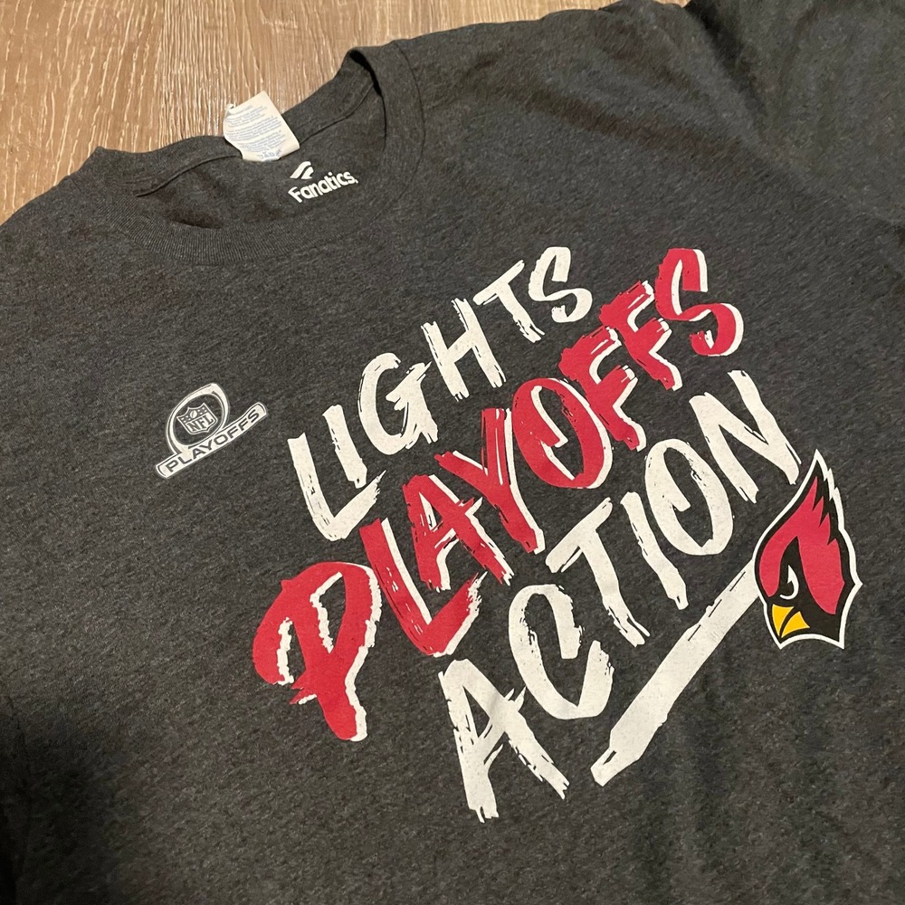 Fanatics Mens Arizona Cardinals T-Shirt Size Medium Gray Cotton NFL Playoffs Tee